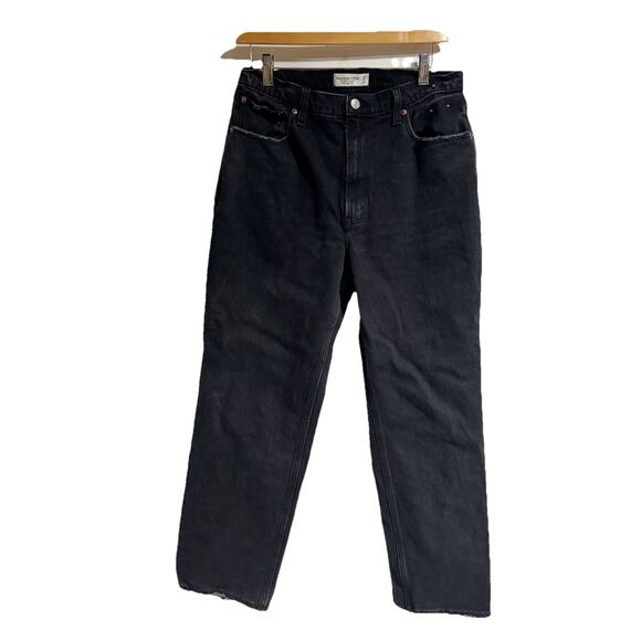 Abercrombie & Fitch Women The Ankle Straight Ultra High Rise Jeans 30/10 Black - Picture 1 of 5